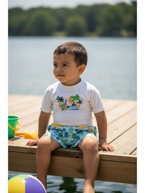 Tucker + Tate Baby Boys 2-Piece Swimwear Set With UPF 50+ Protection Tropical Pr